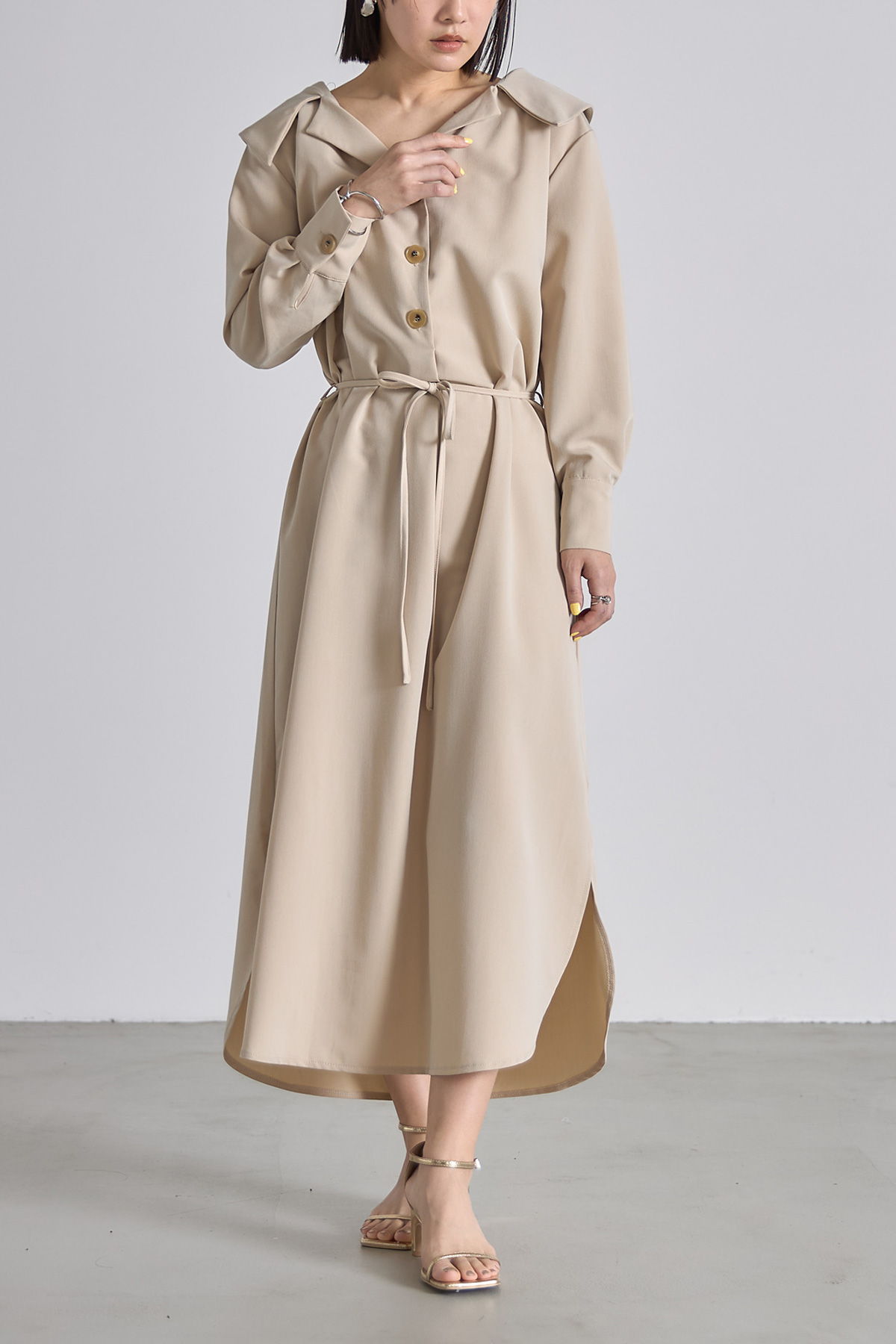 【SALE】オープンカラーシャツワンピースレディース ワンピース シンプル デイリー 大人 ノスタルジア NOSTALGIAのサムネイル