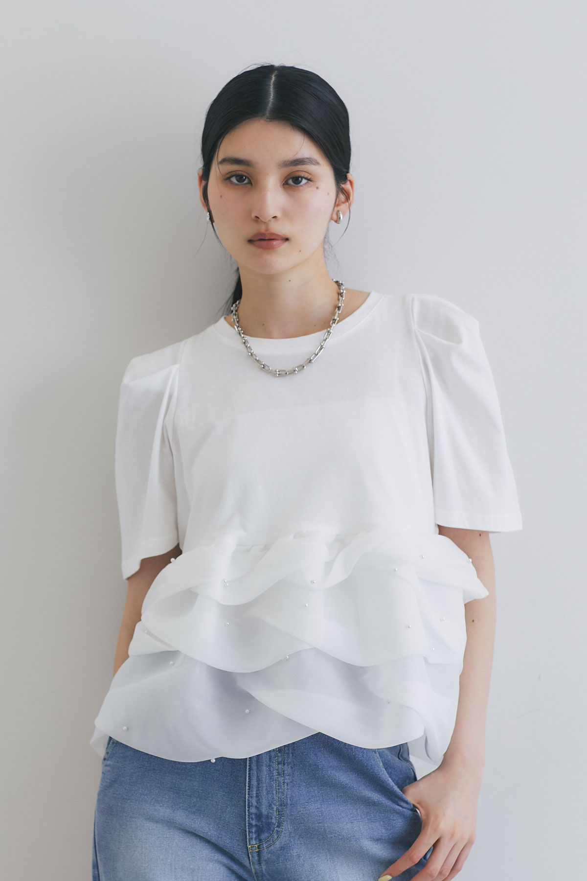 6月27日 午前10:00 新発売ペプラムパールカットプルオーバーレディース プルオーバー シンプル デイリー 大人 ノスタルジア NOSTALGIAのサムネイル