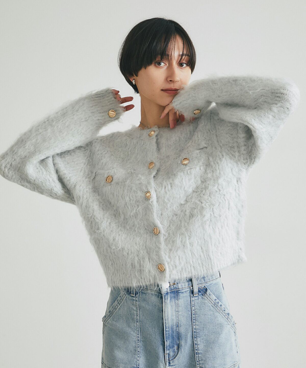 10月19日 午前10:00 新発売ウール混アルパカタッチカーディガンレディース カーディガン シンプル デイリー 大人 ノスタルジア NOSTALGIAのサムネイル