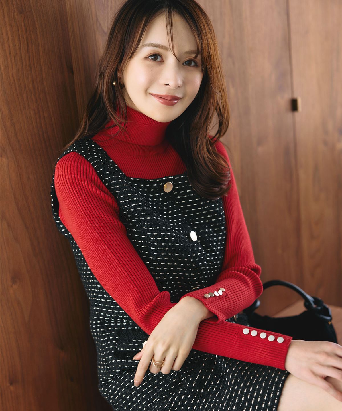 11月15日 午前10:00 新発売【舞川あいくさん着用】フロントメタルボタンミックスツイードジャンスカレディース　ジャンスカ シンプル デイリー 大人 ノスタルジア NOSTALGIA