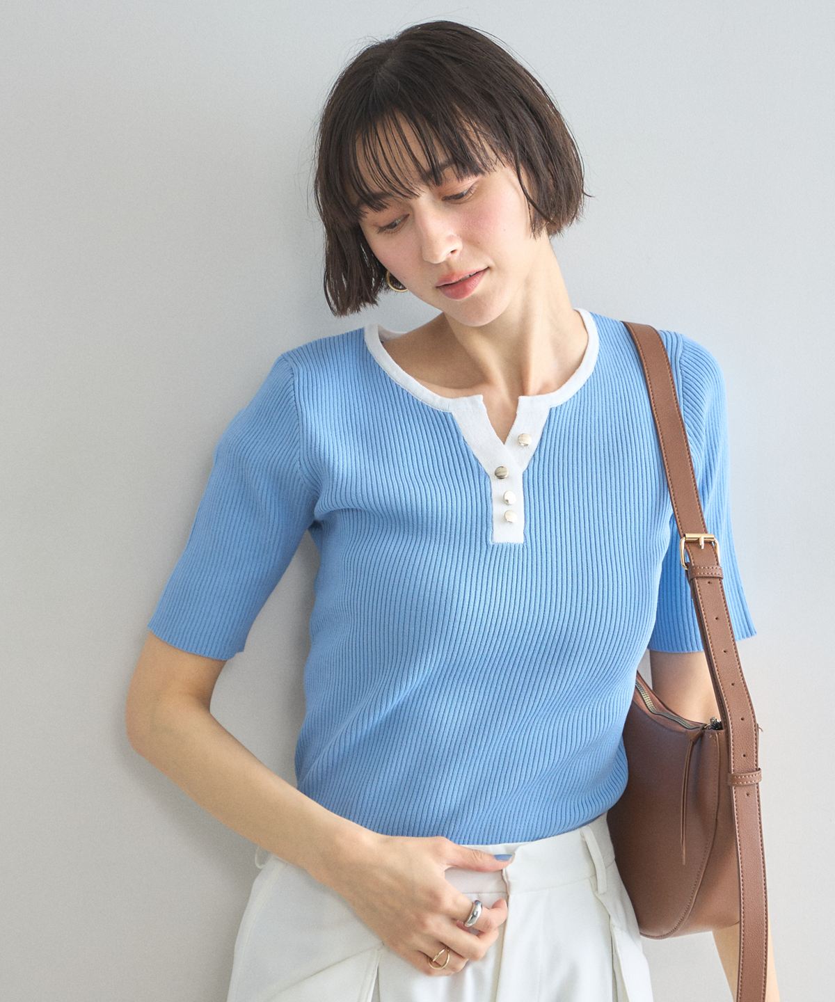 Rakuten - 5月17日 午前10:00 新発売ヘンリーネックリブトップス レディース　ワンピース シンプル デイリー 大人 ノスタルジア NOSTALGIA