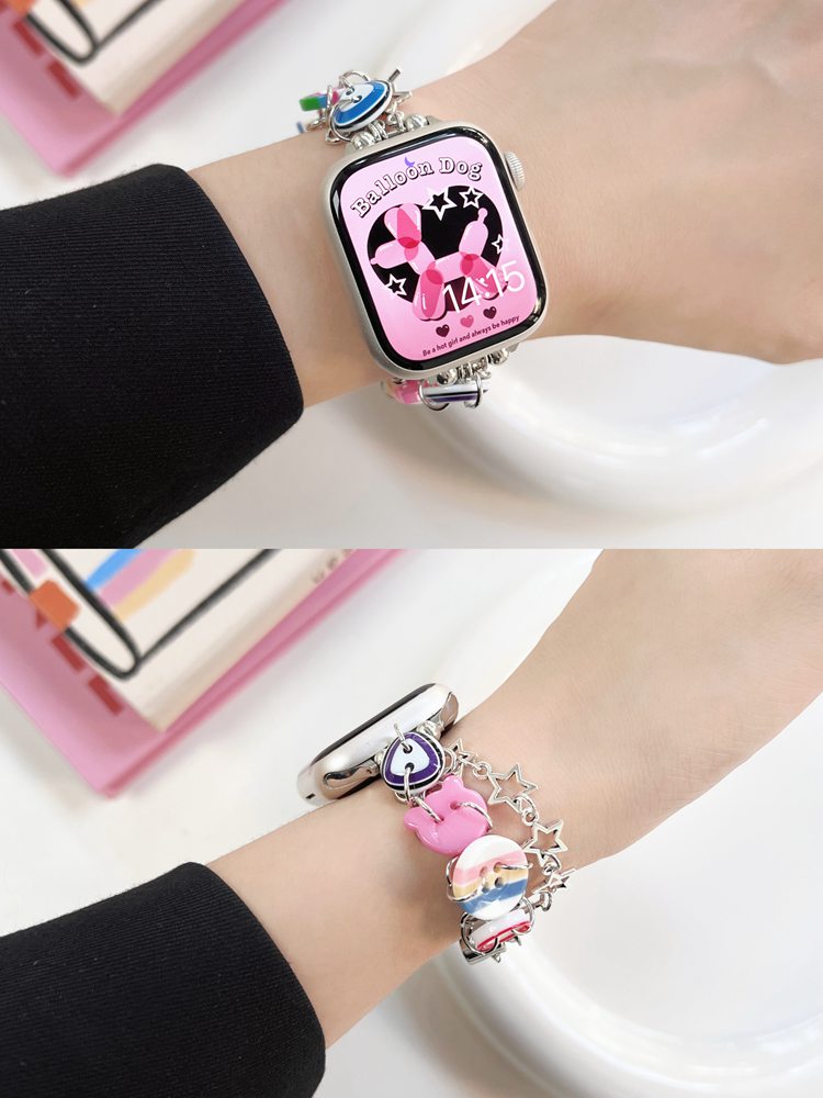 Apple Watch バンド 可愛い レディース チェーン 44mm 40mm 38mm 42mm 41mm 45mm 49mm apple watch Series Ultra 8 7 6 5 4 3 2 1 SE 女性 人気 Apple Watch ベルト 耐衝撃 49mm 長さ調節可 ブレスレット