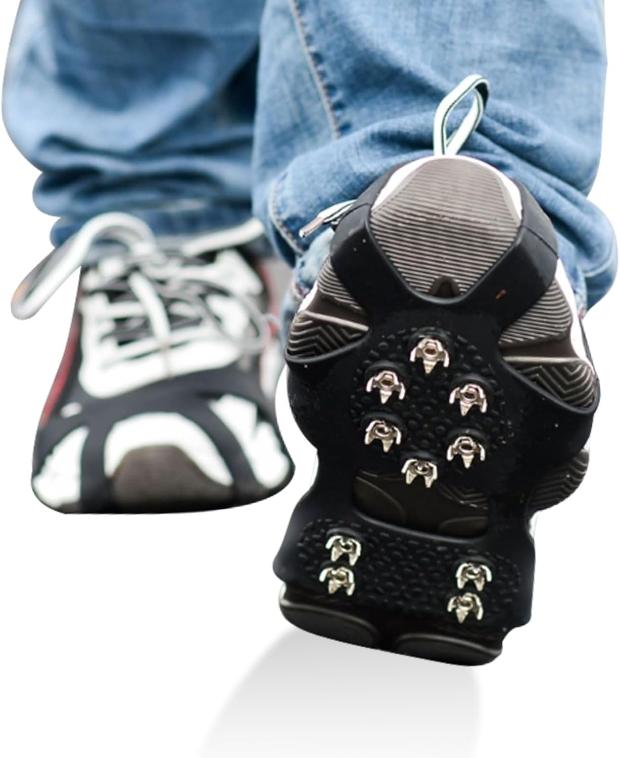 【2個目半額クーポン】靴底 アイゼン 10本爪 2個セット スノースパイク 滑り止め アイススパイク 軽量 かんじき 靴底用滑り止め 登山 通勤 釣り 雪 トレッキング ハイキング 氷結路面 転倒防止 スニーカー パンプス ローファー 革靴 ブーツ 左右兼用