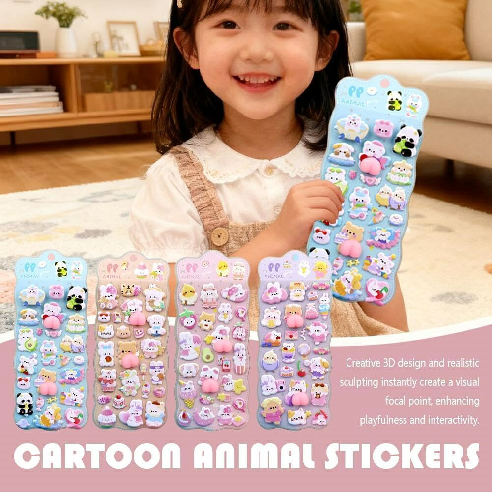 3Dシール 立体シール 4枚セット 3Dおしり ぷに ぷに シール 可愛い 漫画の動物 ごほうびステッカー 女の子向け 多機能 飾り用 ストレス解消おもちゃ オフィス 学校 家庭用 仕事用 業務用 プレゼント nototengoku-10006216 HomeTech サンプル画像2