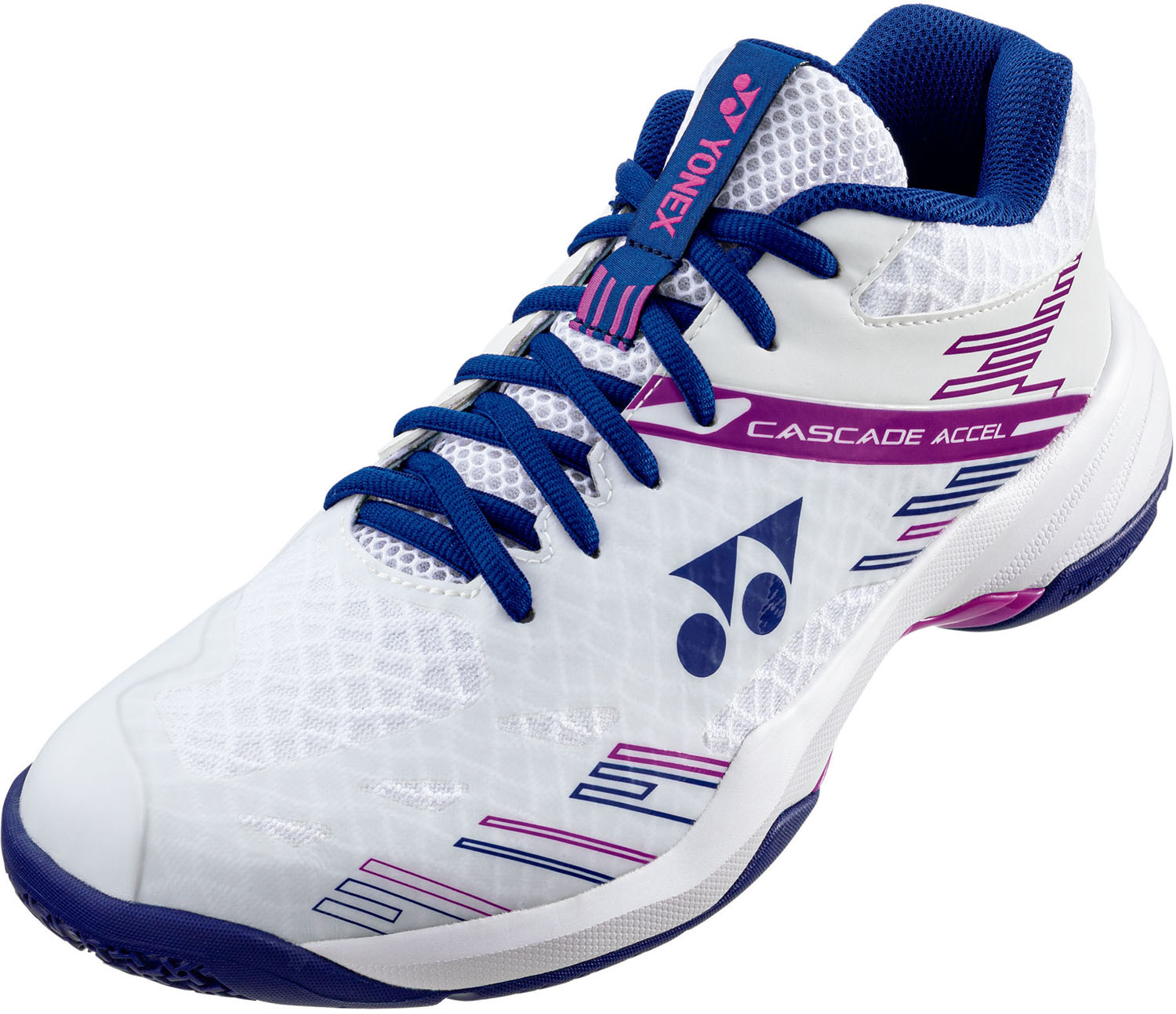 【楽天イーグルス感謝祭最大ポイント10倍！】YONEX ヨネックス パワークッションカスケードアクセルミッド (SHBCA1MD) ホワイト/パープル(115) 23FW