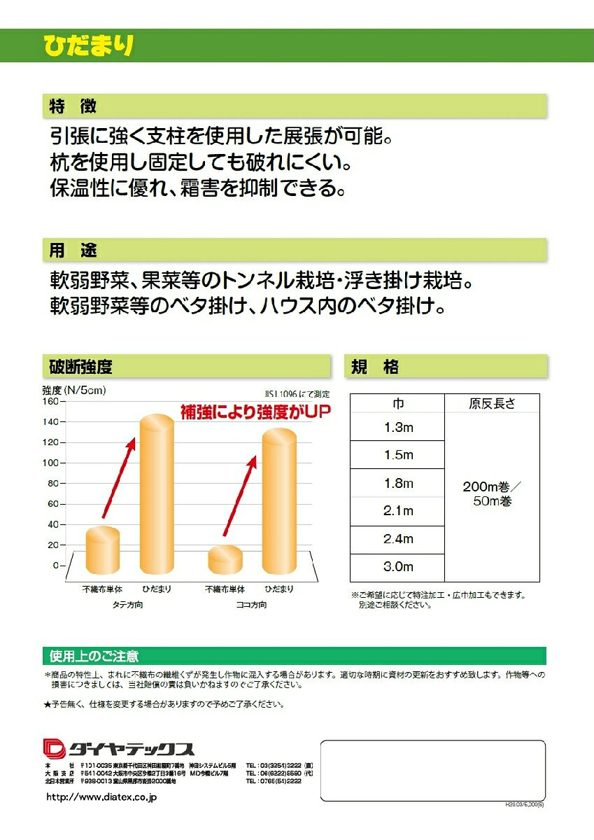 エントリーでポイント5倍!!　ひだまり 130cmx50m ( 不織布 農業用不織布 べたがけ ...