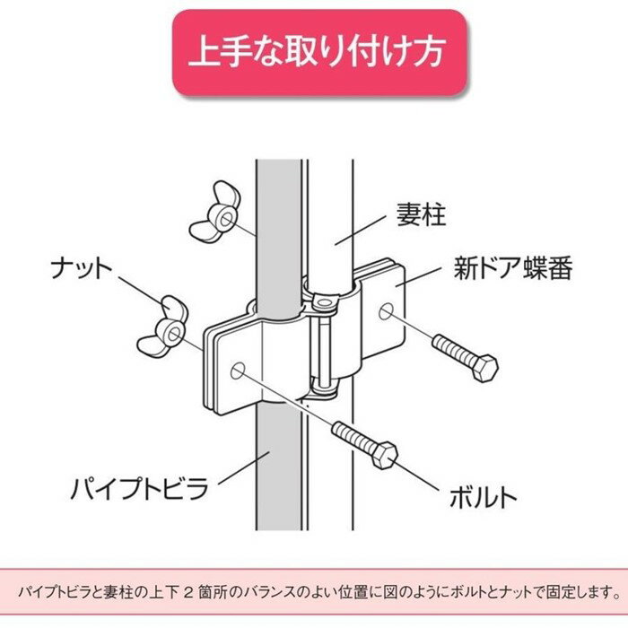 新ドア蝶番 22x22 22mm 渡辺パイプ 農業用 ビニールハウス用 パイプトビラ 扉 固定 取付部品 丁番 ちょうつがい ヒンジ 3