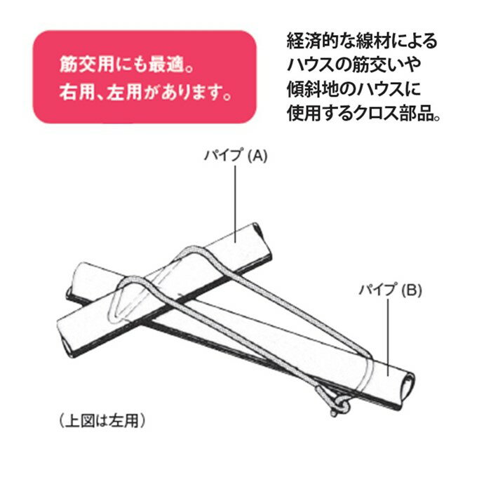 クラインセッター 25×19 左用 25mm用 19mm用 渡辺パイプ 農業用 ビニールハウス用 十字傾斜金具 筋交用 線径3.5mm クロス部品 ナナメ 2