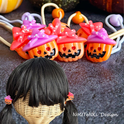 ハロウィン 水玉 帽子 パンプキン パーツ ヘアゴム (2つ) カボチャ ジャックオーランタン プラスチック kids 子供 ヘアー ヘアアクセサリー オシャレ お洒落 かわいい シンプル 女の子 プレゼント 幼稚園 小学生 通園 通学 halloween ハロウィーン 仮装 パーティー 発表会