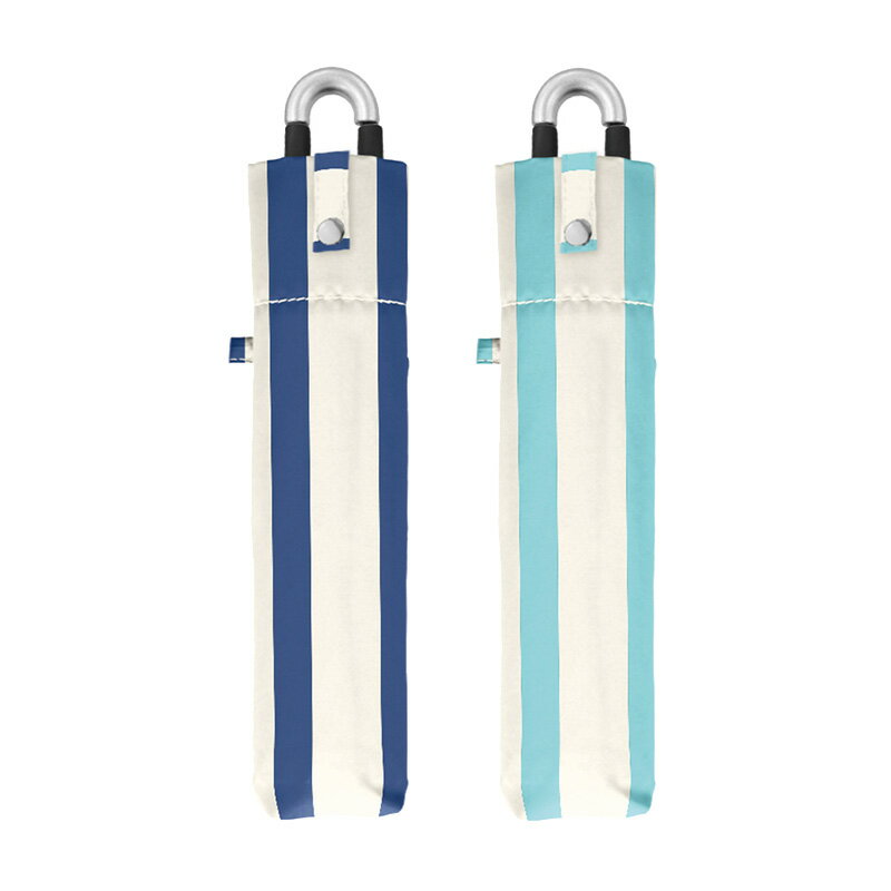 折りたたみ傘 ストライプ カラビナ付き手元折傘