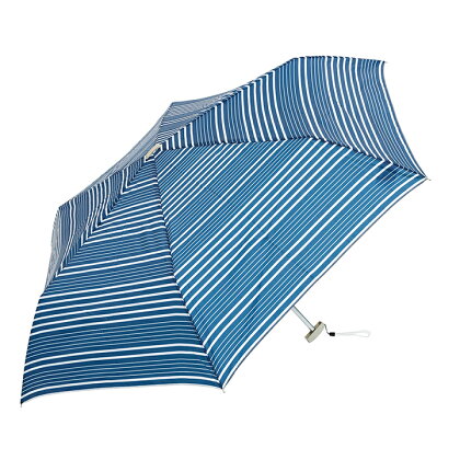 【waterfront】【晴雨兼用傘】折りたたみ傘ポケフラット55ボーダーUVウォーターフロントシューズセレクション
