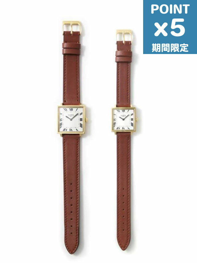 期間限定P5倍【VAGUE WATCH CO. / ヴァーグウォッチカンパニー】 Carre ( カレ ) - スクエア型クオーツ腕時計 - BROWN