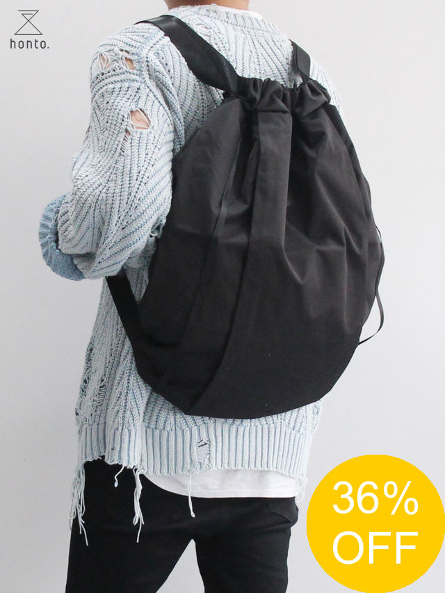 【SALE】【honto. / ホント】 【白洲迅 着用モデル】 巾着リュック L - BLACK