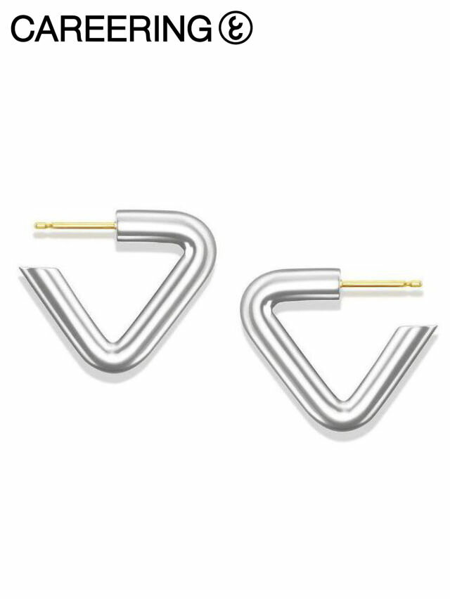 【CAREERING / キャリアリング】 【両耳用】TRIANGLE 301 WHITE トライアングル ピアス シルバー925 /18Kポスト
