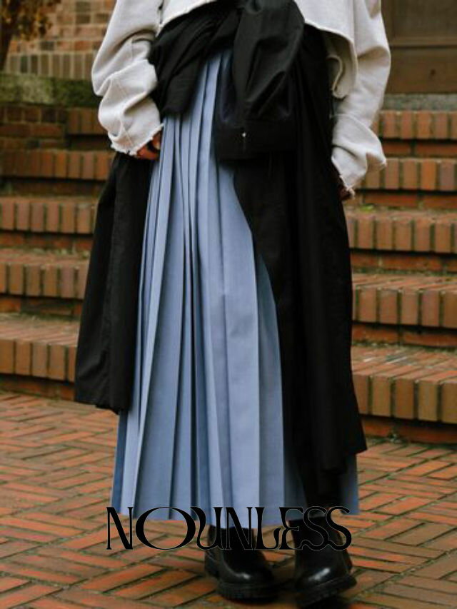 【NOUNLESS / ナウンレス】 ダブル ロウ ウエストパンツ - DOUBLE LOW WAIST SKIRT - BLUE