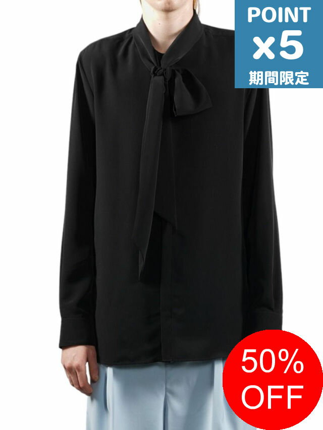 【SALE】期間限定P5倍【GalaabenD / ガラアーベント】 ヴィーナスリボンシャツ - ブラック - Venus Satin Ribbon SH
