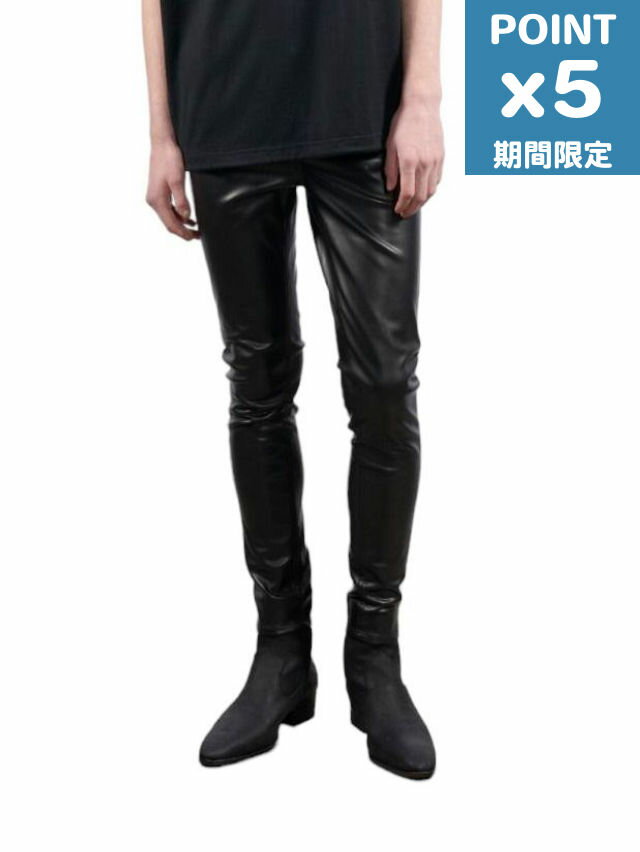 期間限定P5倍【GalaabenD / ガラアーベント】 【山下智久着用】 ウォッシャブルヴィーガンレザーレギンスパンツ - ブラック - Washable Vegan Leather Leggings Pants