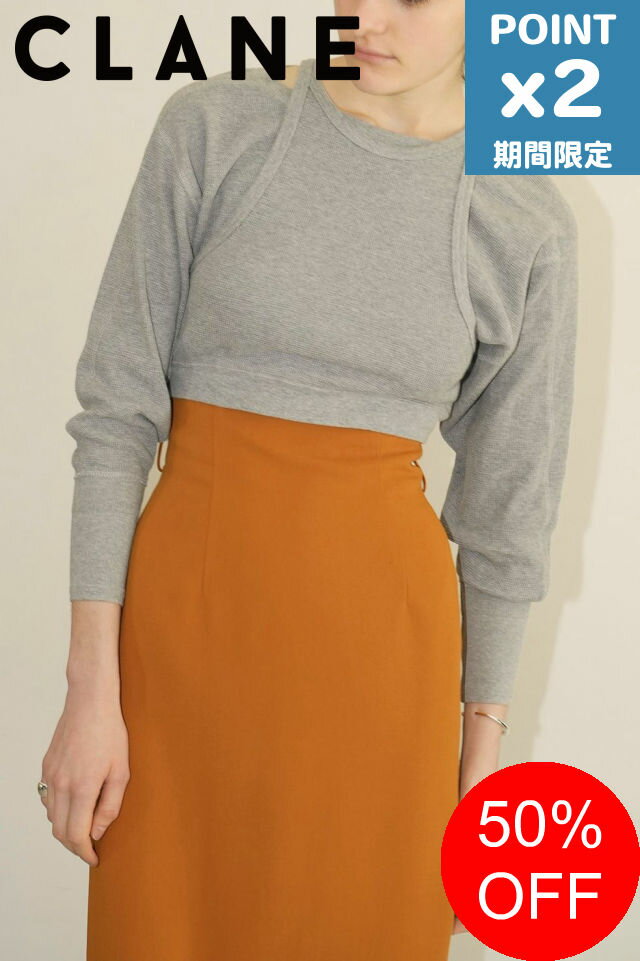 【SALE】期間限定P2倍【CLANE / クラネ】 レイヤード ビスチェ サーマル トップス - GREY - LAYRED BUSTIER THERMAL TOPS