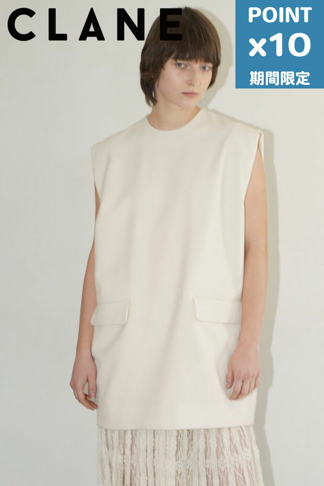 楽天nouvelle期間限定P10倍【CLANE / クラネ】 ノースリーブ ロングトップス - SLEEVELESS LONG COCOON TOPS IVORY