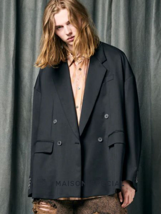 MAISON SPECIAL / ᥾󥹥ڥ С ơ顼ɥ㥱å - Wool Mix Prime-Over Peaked Lapel Double Tailored Jacket BLACK