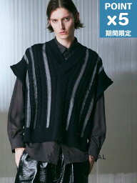 期間限定P5倍【MAISON SPECIAL / メゾンスペシャル】 ニットベスト - Cable Knitting Sheer Intarsia PO V-neck Knit Vest