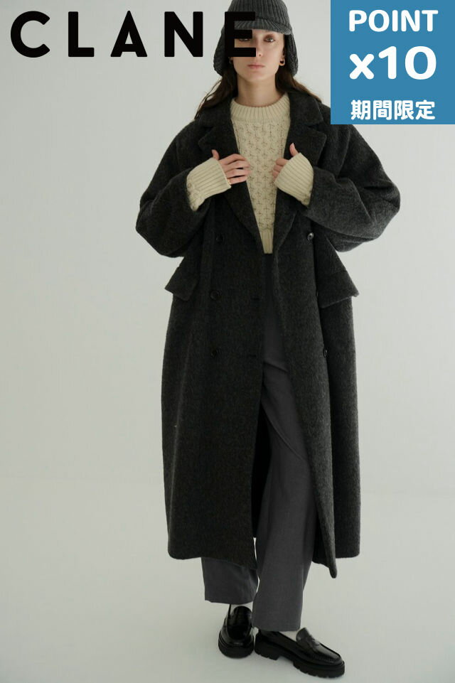 期間限定P10倍【CLANE / クラネ】 ダブルウール ロングコート - DOUBLE WOOL LONG COAT - GREYのサムネイル