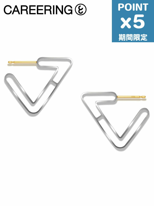 期間限定P5倍【CAREERING / キャリアリング】 【両耳用】 FRAME T 701S WHITE - トライアングルピアス シルバー