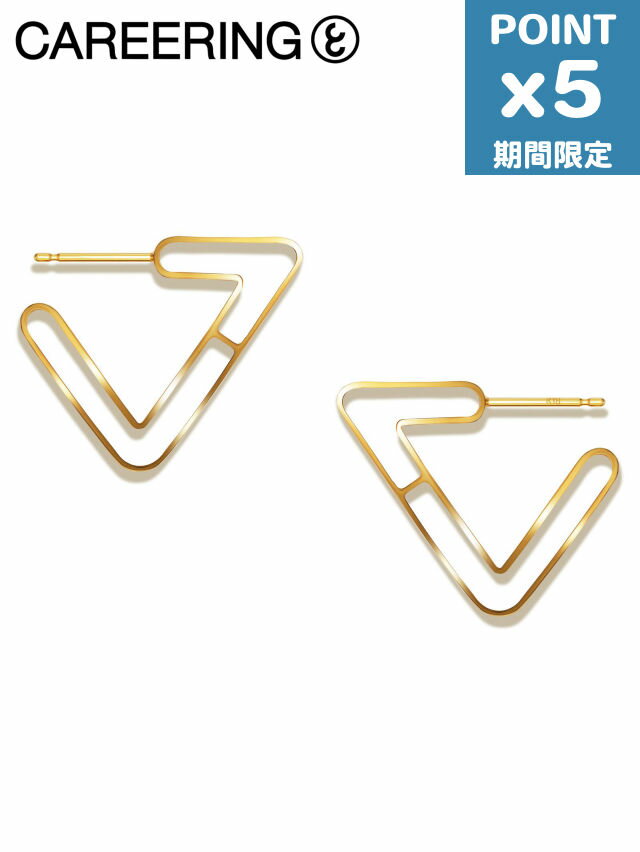 期間限定P5倍【CAREERING / キャリアリング】 【両耳用】 FRAME T 501S YELLOW - トライアングルピアス イエローゴールド