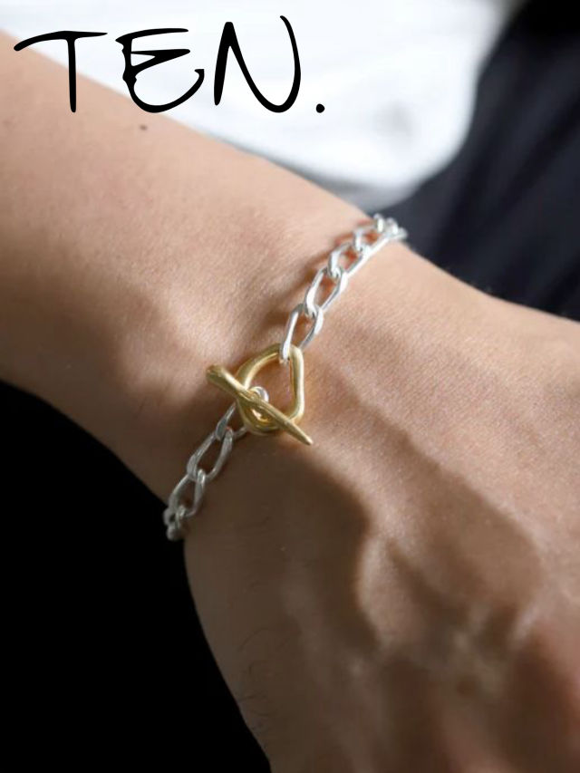 【TEN. / テン】 ムードフープブレスレット MIX シルバー＆ゴールド バイカラー 全長 19.5cm シンプル デザイン ユニセックス アクセサリー