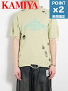 期間限定P2倍【1500円クーポン】【KAMIYA / カミヤ】 ディストレスドニットティーシャツ - Distressed KNIT TEE - YELLOW