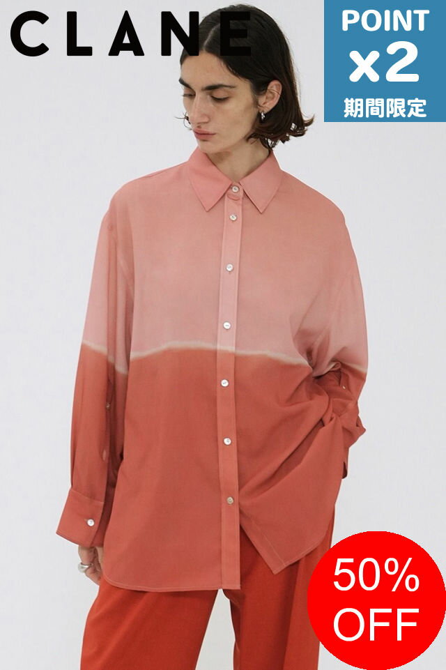 【SALE】期間限定P2倍【CLANE / クラネ】 グラデーションプリントシャツ - GRADATION SHIRT - PINK