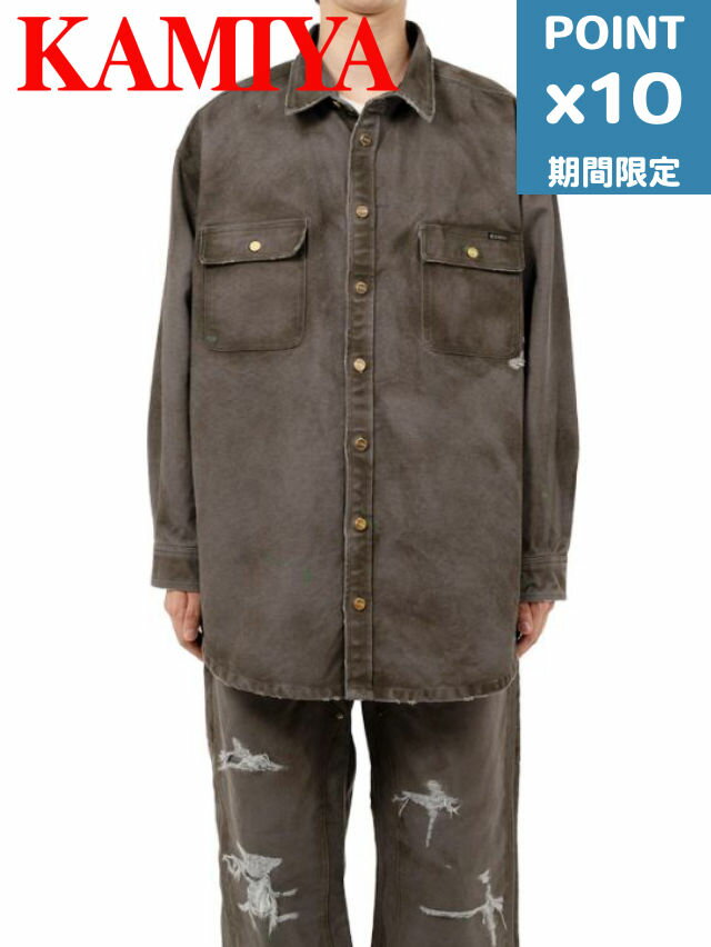 期間限定P10倍【KAMIYA / カミヤ】 ボロダックシャツ - BORO Duck Shirt - GREY