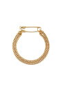 【NUMBERING / ナンバリング】 Safety Pin Chain Layered Bracelet - セーフティピンチェーンレイヤードブレスレット - GOLD【韓国・ジュエリー】