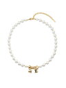 【1500円クーポン】【NUMBERING / ナンバリング】 パールリボンネックレス - Ribbon Pearl Bead Necklace GOLD【韓国・ジュエリー】