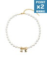 期間限定P2倍【1500円クーポン】【NUMBERING / ナンバリング】 パールリボンネックレス - Ribbon Pearl Bead Necklace GOLD【韓国・ジュエリー】