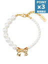 期間限定P3倍【NUMBERING / ナンバリング】 パールリボンブレスレット - Ribbon Pearl Bead Bracelet GOLD