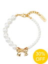 【SALE】【NUMBERING / ナンバリング】 パールリボンブレスレット - Ribbon Pearl Bead Bracelet GOLD【韓国・ジュエリー】