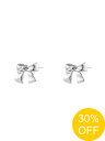 【SALE】【NUMBERING / ナンバリング】 【両耳用】 スモール リボンスタッドピアス - Ribbon Stud Earrings S SIZE SILVER【韓国・ジュエリー】