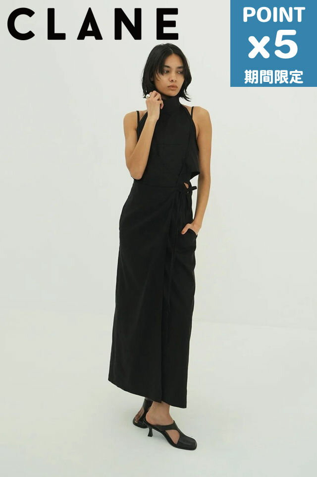 期間限定P5倍【CLANE / クラネ】 ドレープキャミスカート - DRAPE WRAP CAMI SKIRT - BLACK