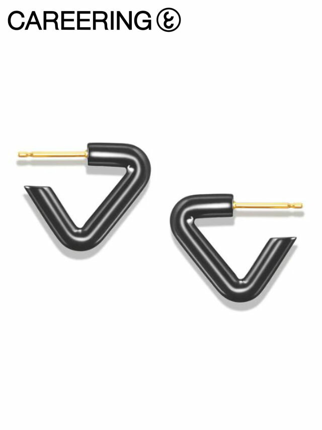 【CAREERING / キャリアリング】 【両耳用】TRIANGLE 701 BLACK トライアングル ピアス シルバー925 /18Kポスト