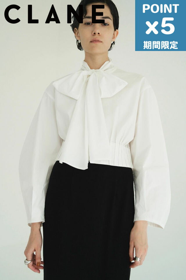 期間限定P5倍【CLANE / クラネ】 リボンジップシャツ - RIBBON ZIP SHIRTS - WHITE