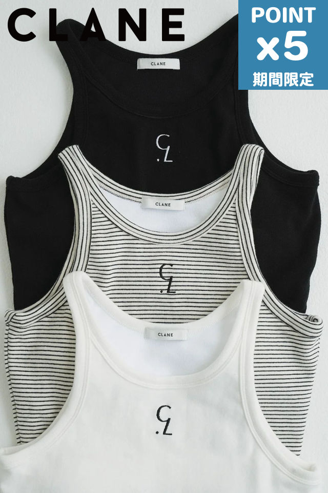 期間限定P5倍【CLANE / クラネ】 【3色展開】 LOGO SLIM TANK TOPS - ロゴタンクトップ