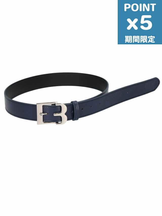 期間限定P5倍【BONBOM / ボンボム】 ”B”バックルベルト - NAVY× SILVER