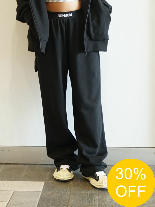 【SALE】【BONBOM / ボンボム】 ロゴウエストバンド スウェットパンツ - BLACK