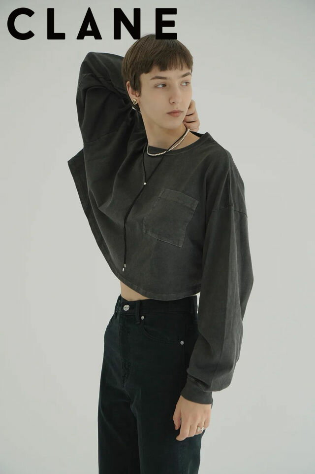 【CLANE / クラネ】 ピグメントショートトップス - PIGMENT SHORT TOPS (CHARCOAL GRAY)