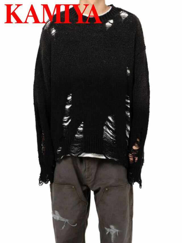 【KAMIYA / カミヤ】 サンフェードライクニットセーター - Sun Faded Like Knit Sweater (BLACK)
