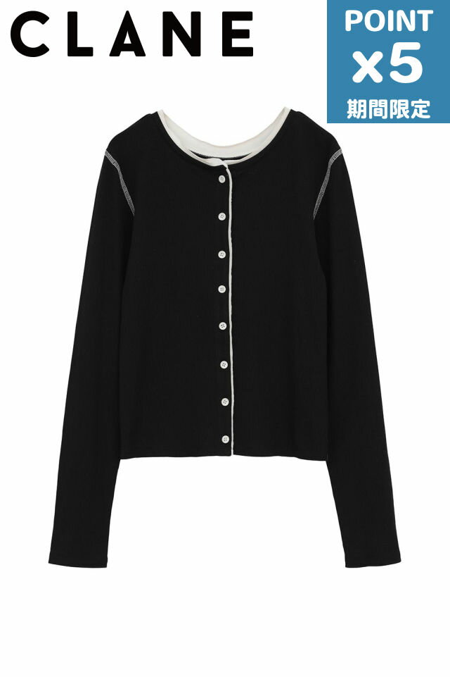 期間限定P5倍【CLANE / クラネ】 バイカラーカーディガン | W FACE BICOLOR CARDIGAN (BLACK)