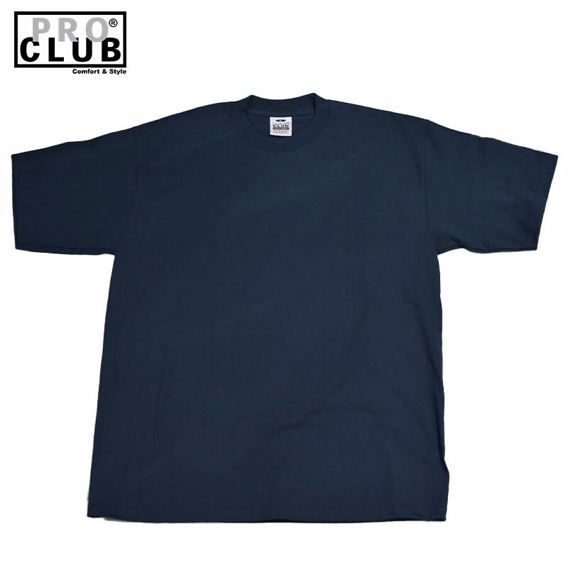 Rakuten - PRO CLUB プロクラブ HEAVY WEIGHT S/S TEE Tシャツ BLACK クルーネック 半袖 厚手 無地 ヘビーウェイト 定番 コットン シンプル ストリート 大きめ ネイビー 紺
