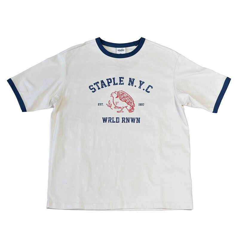 Rakuten - STAPLE ステイプル TEAM RINGER TEE CREAM クリーム ベージュ チーム リンガー Tシャツ おしゃれ アメリカ ニューヨーク