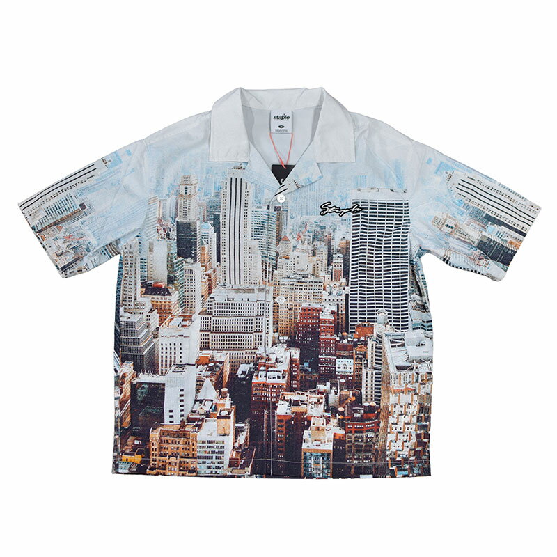Rakuten - STAPLE ステイプル GREENWICH S/S SHIRT 総柄 おしゃれ ストリート ナイロン シャツ アメリカ ニューヨーク